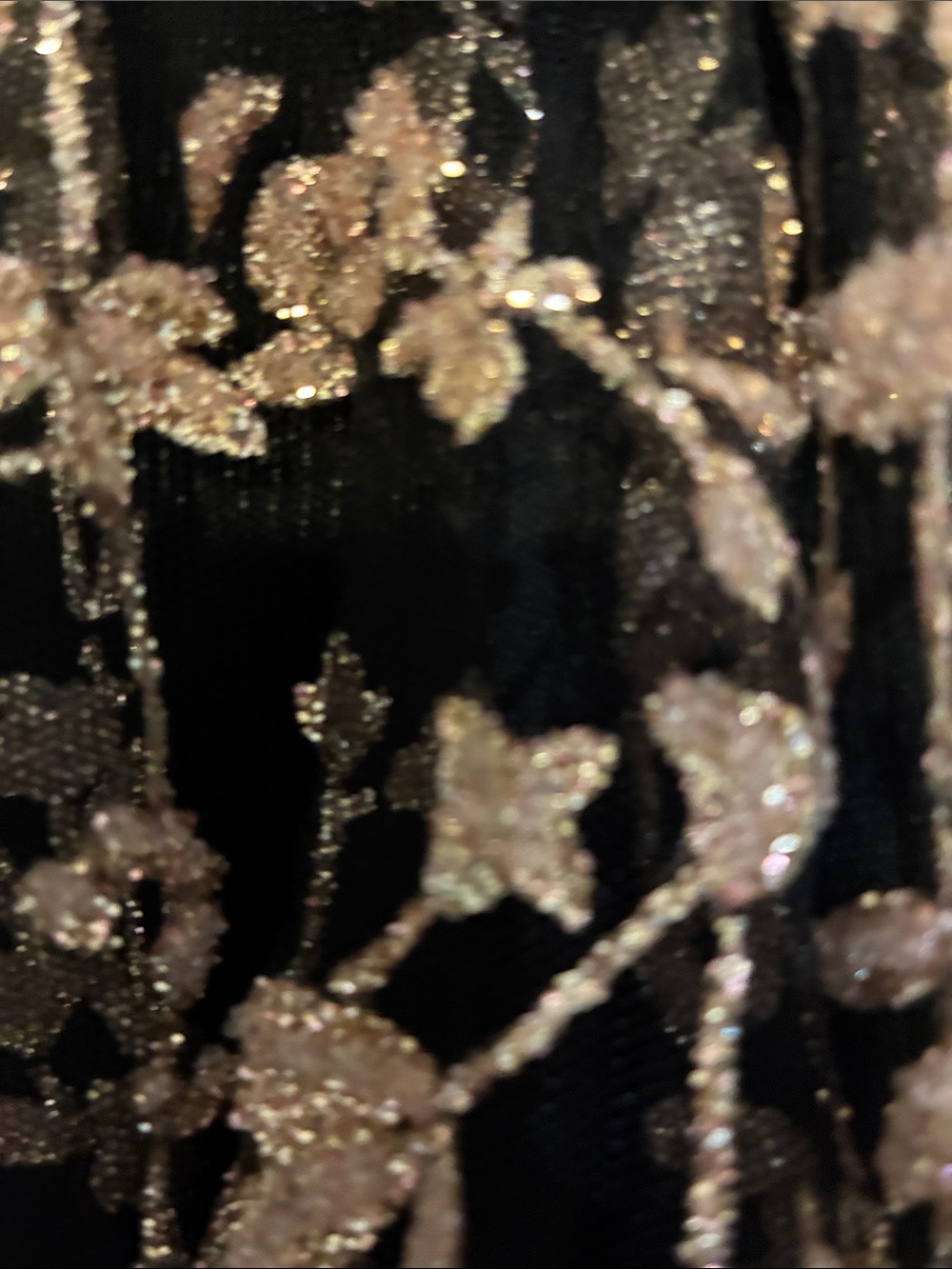Black Maxi Dress with Delicate Pink/Gold Sparkling Floral Embroidery - Picture 8 of 8